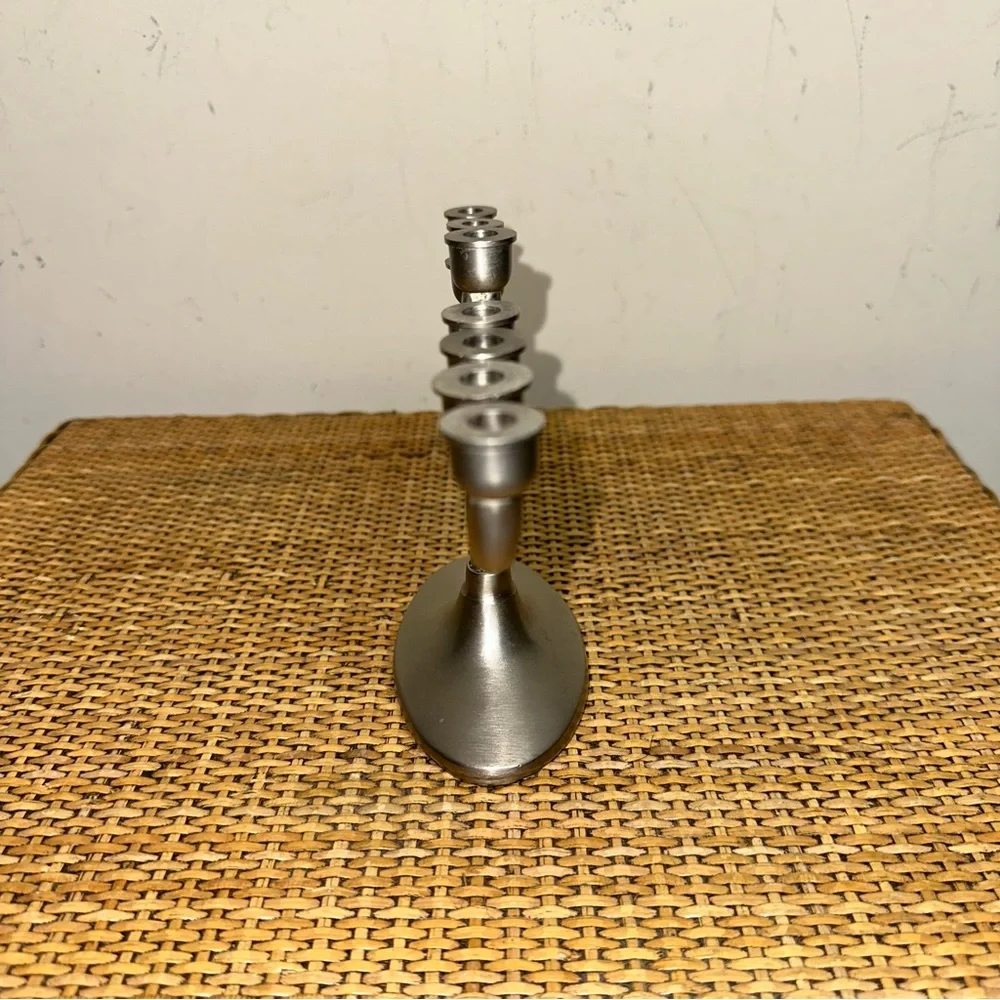 Restoration Hardware RH Hanukkah Menorah Hanukkiah Candelabra 5.5 x 8 in Silver
